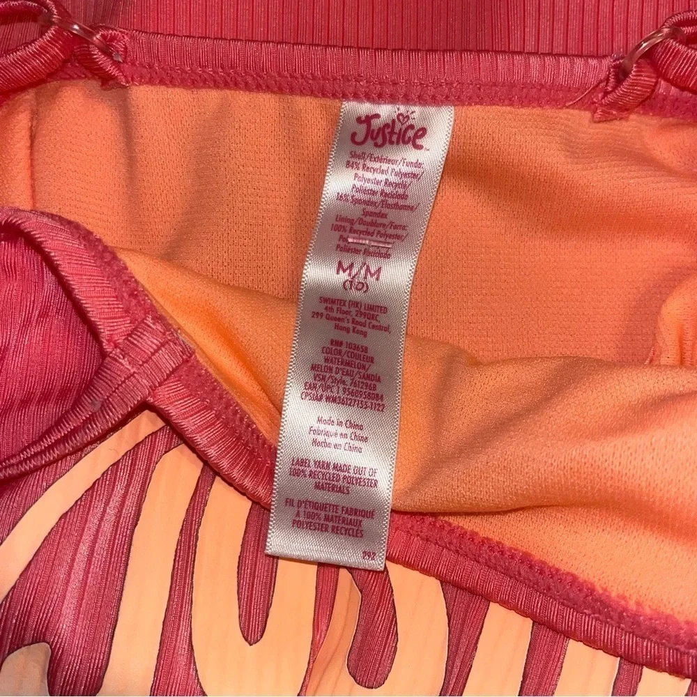Justice surf pink & orange one piece swimsuit, size 10, adjustable straps - Picture 4 of 5